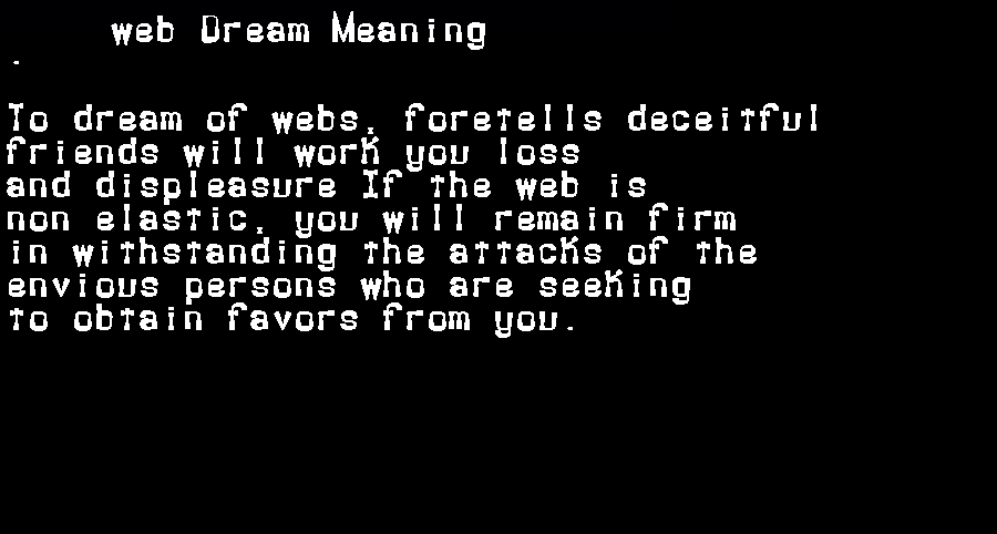 web dream meaning