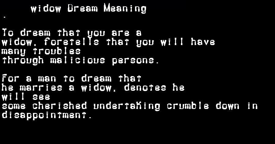 widow dream meaning