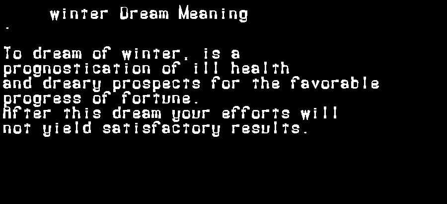 winter dream meaning