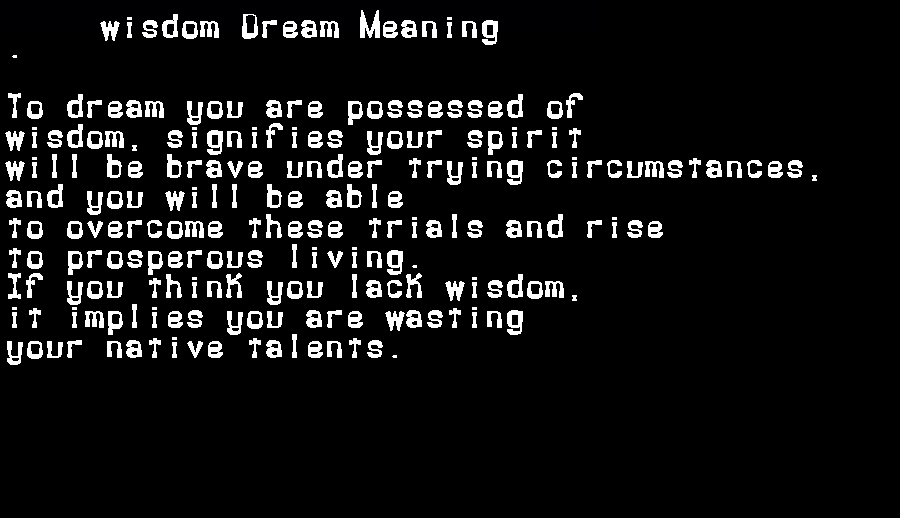 wisdom dream meaning