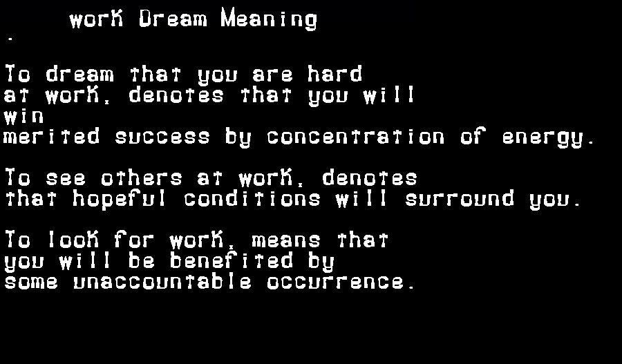 work dream meaning